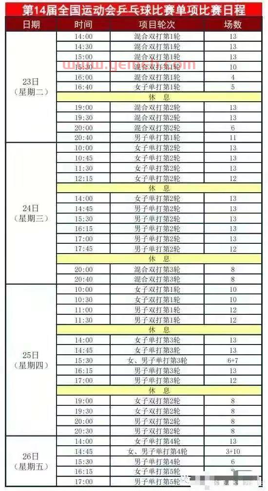 2021全年乒乓球赛程（2021年乒乓球比赛时间）